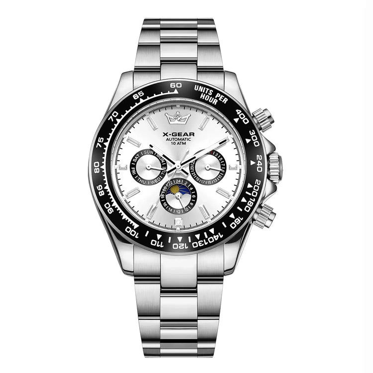Automatic Watch with Ceramic Bezel Three Eyes Six Hands Waterproof Luminous - Inspirational Watches