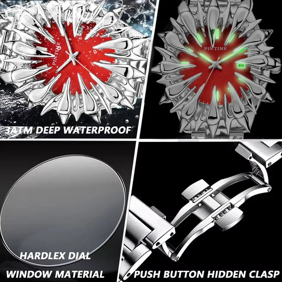 Special-shaped lightning dragon scale spike soldering watch design heavy industry trend Y2K Watches Quirky Quartz Wristwatches Inspirational Watches