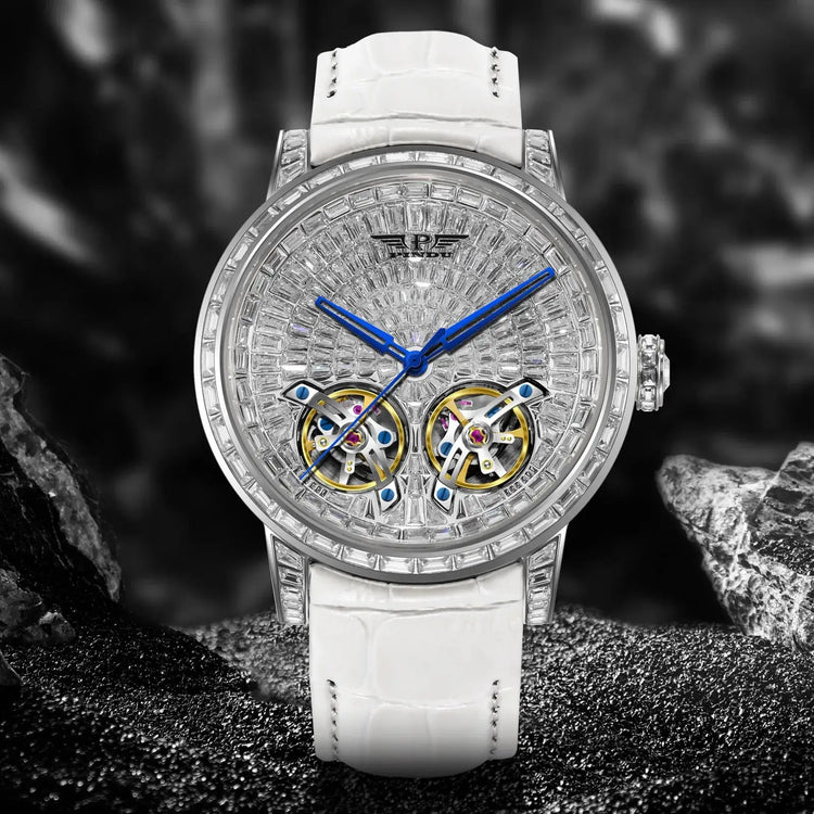 2026 PINDU Design New 46MM Diamond Mechanical Watch Men Top Luxury Double Flying Wheel Watch Sapphire Glass Waterproof Watch MEN Inspirational Watches