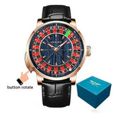 Wood Grain Mechanical Button Gambling Table Game Roulette - Inspirational Watches