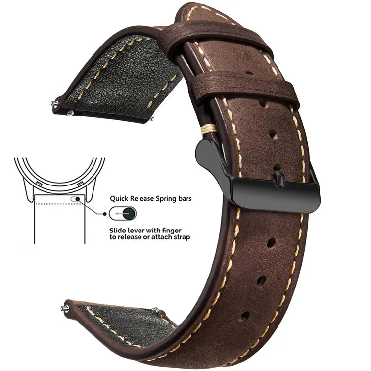 Vintage Quick-Release Genuine Leather Watch Strap