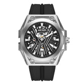MEGIR Skeleton Dial Men Mechanical Watch Silicone Strap 316 Stainless Steel Case 50M Waterproof Automatic Wristwatches Men&