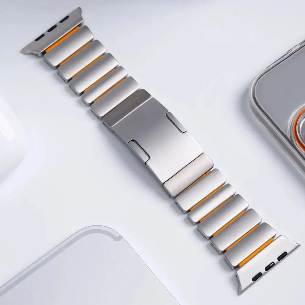 Titanium and Silicone Apple Watch Strap