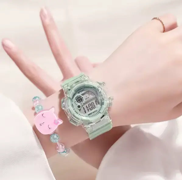 Kids LED Digital Sports Watch – Colorful Transparent Design Inspirational Watches