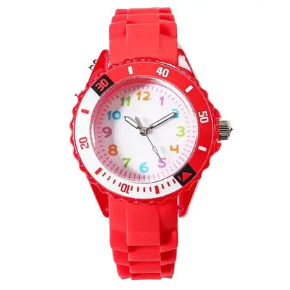 Analog Kids Watch Silicone Band Colorful Number Inspirational Watches