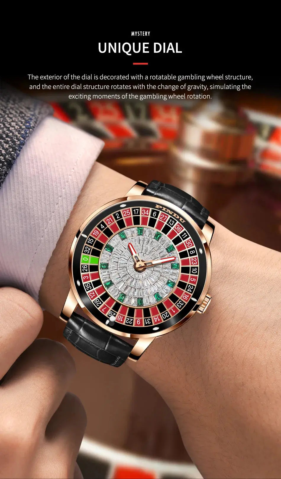 Design Automatic Mechanical Watch Movement Rotating Dial Roulette Watch - Inspirational Watches