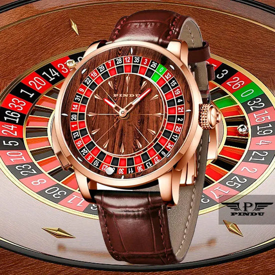 Wood Grain Mechanical Button Gambling Table Game Roulette - Inspirational Watches