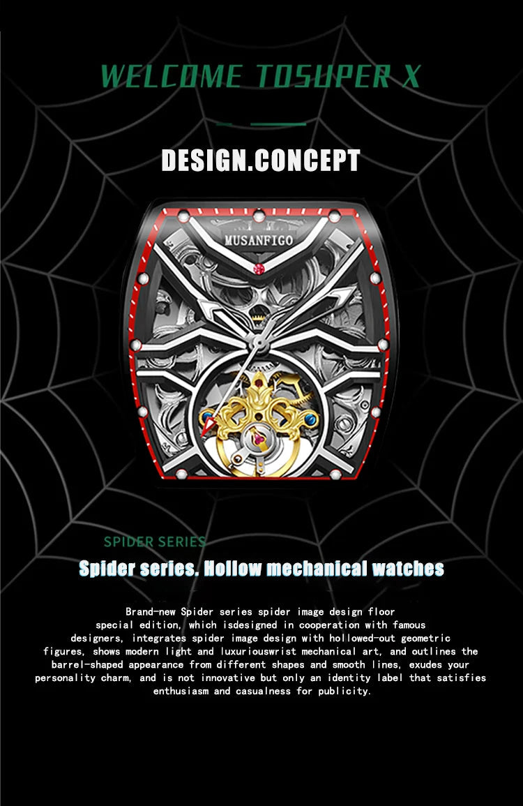 Fully automatic skeleton mechanical watch, fashionable personality, luxury hot men&