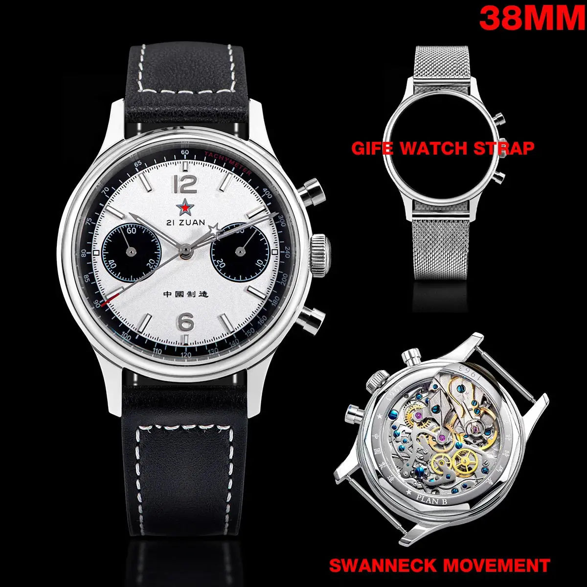 1963 Panda Pilot Chronograph Watch Air Force Sapphire - Inspirational Watches