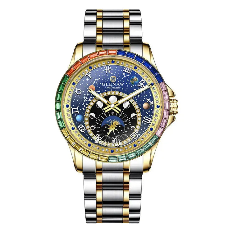 Original Design Diamond Constellation Rotating Dial Automatic Mechanical Inspirational Watches