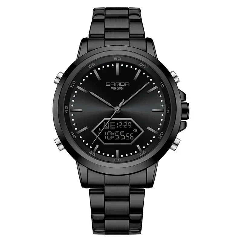 Dual Display Multi functional Night Light Waterproof Business Sports Watch Inspirational Watches