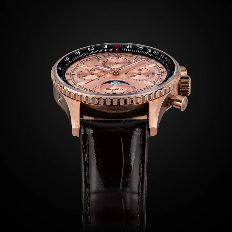Moon phase Pilot Chronograph Mechanical Tianjin ST1908 Movement Inspirational Watches