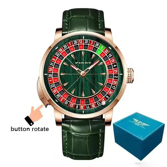 Wood Grain Mechanical Button Gambling Table Game Roulette - Inspirational Watches