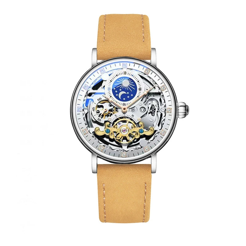Skeleton Mechanical Watches Men Fashion Wristwatch Male Leather Watchband Man Clock Inspirational Watches