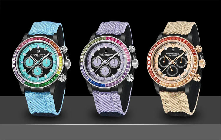 Automatic Mechanical Watch 40MM Rainbow Circle Multifunction Wristwatch Inspirational Watches