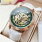 Augulas Genuine Hollow-Out Diamond-Encrusted Fully Automatic Mechanical Watch for Women, Fashionable and Simple, Luminous Waterproof Watch for Female Students, Trendy, the Best Gift for Her, No Battery Needed Inspirational Watches