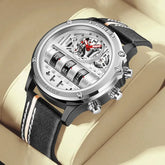 Luxury Mechanical Watch Unique Rotate Date Leather Strap Inspirational Watches