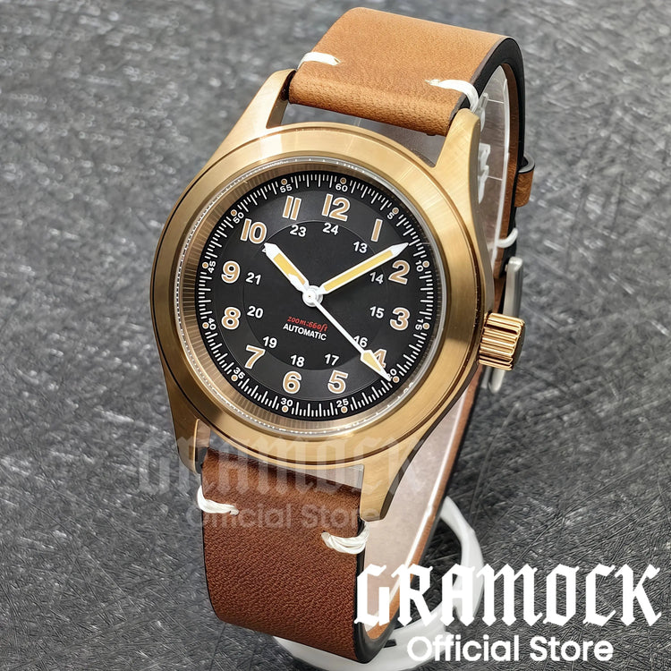 Retro Watch 200m Waterproof Leather Bracelet Domed Sapphire Pilot Dive - Inspirational Watches