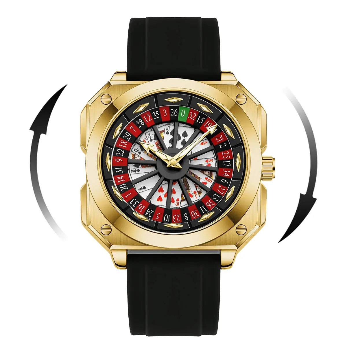 Roulette Sports Style Fashion Night Light Square Watch Inspirational Watches