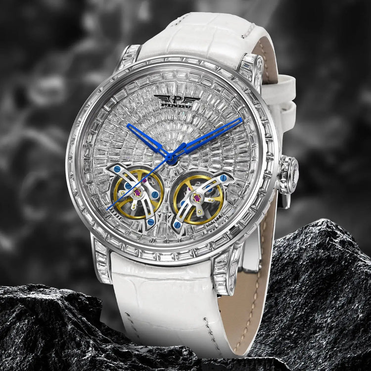 2026 PINDU Design New 46MM Diamond Mechanical Watch Men Top Luxury Double Flying Wheel Watch Sapphire Glass Waterproof Watch MEN Inspirational Watches