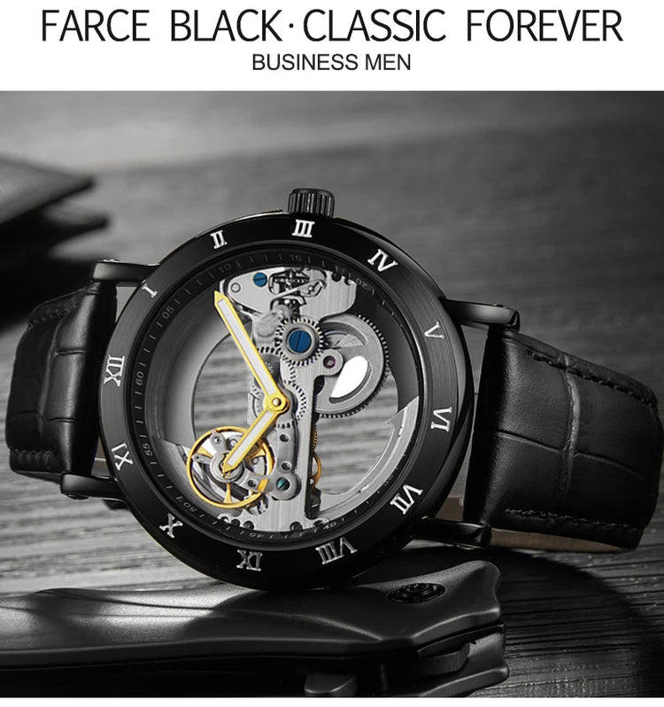 Mechanical Wristwatches Watches for Man Watches Golden Bridge Skeleton Automatic Mechanical Mens Watch reloj hombre montre homme Inspirational Watches