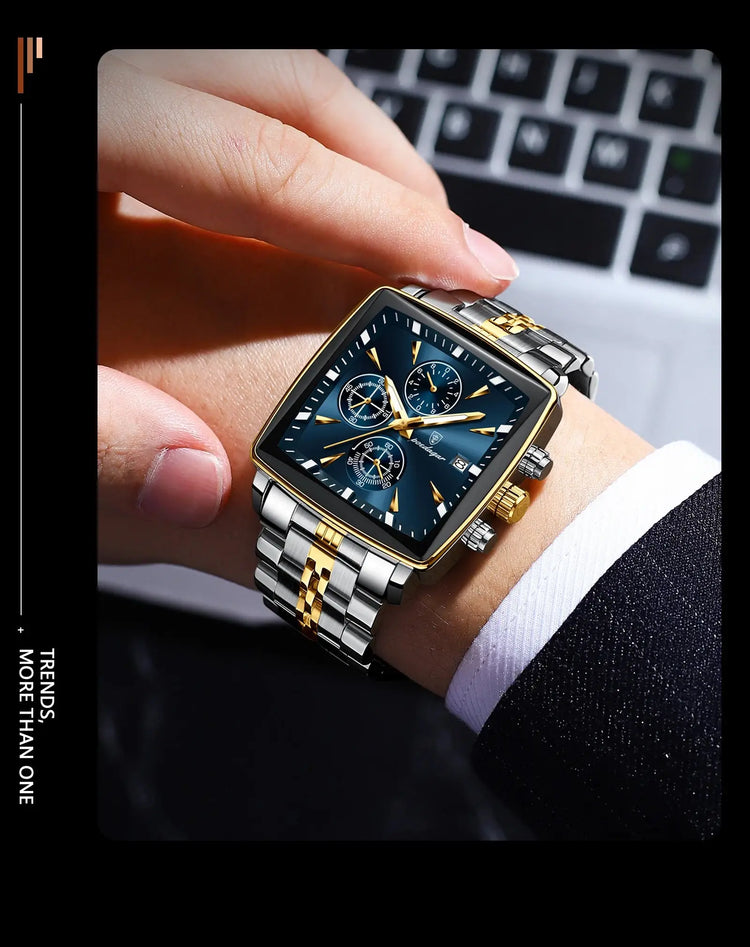 POEDAGAR Business Quartz Man Wristwatch Stainless Steel Waterproof Luminous Men Clock Chronograph Date Sport Men&