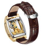 Transparent Automatic Mechanical Watch Men Steampunk Skeleton Luxury Gear Self Winding Leather Mens Clock Watches Montre Homme Inspirational Watches