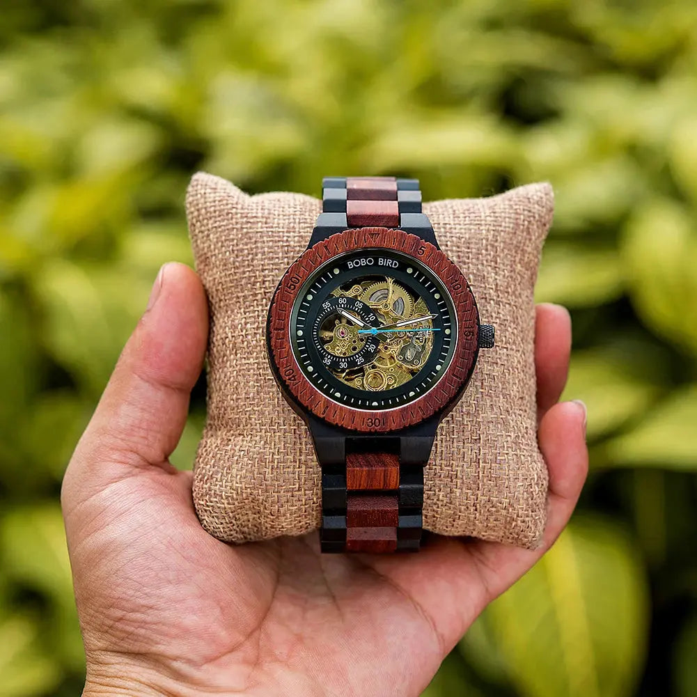 Luxury Wooden Mechanical Watches for Men – Premium Automatic Timepiece with Oversized Dial - Inspirational Watches