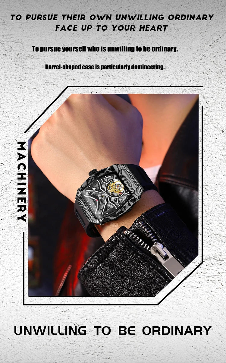 Fully automatic skeleton mechanical watch, fashionable personality, luxury hot men&