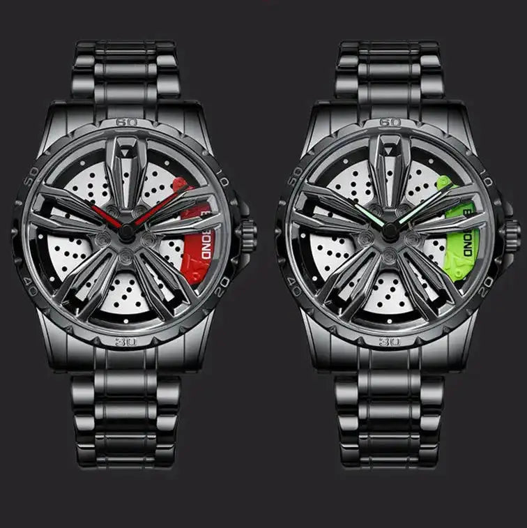 Automotive Wheel Hub Watch with 360° rotating racing dial