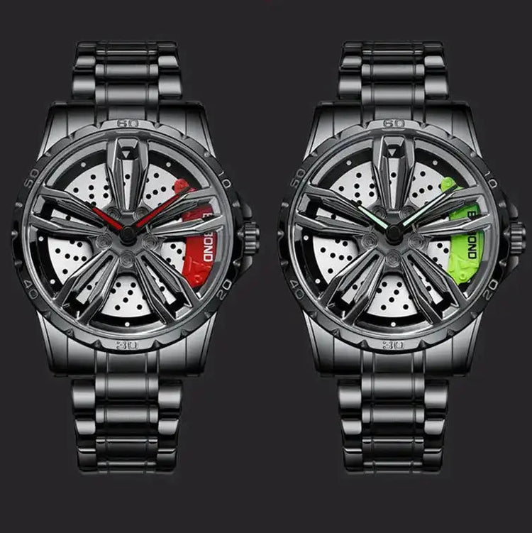 Automotive Wheel Hub Watch with 360° rotating racing dial