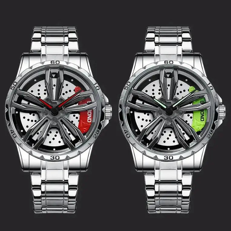 Automotive Wheel Hub Watch with 360° rotating racing dial