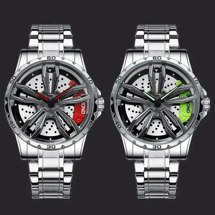 Automotive Wheel Hub Watch with 360° rotating racing dial