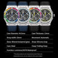 PINDU Watches High Quality Luxury Color Diamond Mechanical Watch For Men Waterproof Stainless Steel Silicone Strap Fashion Watch Inspirational Watches