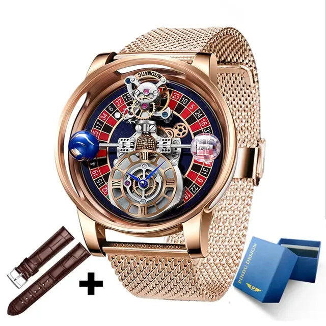 Relogio PINDU Fixed Roulette Watch Latest Design Quartz Watch Men Waterproof Leather Man Wristwatch Upgraded Version Inspirational Watches