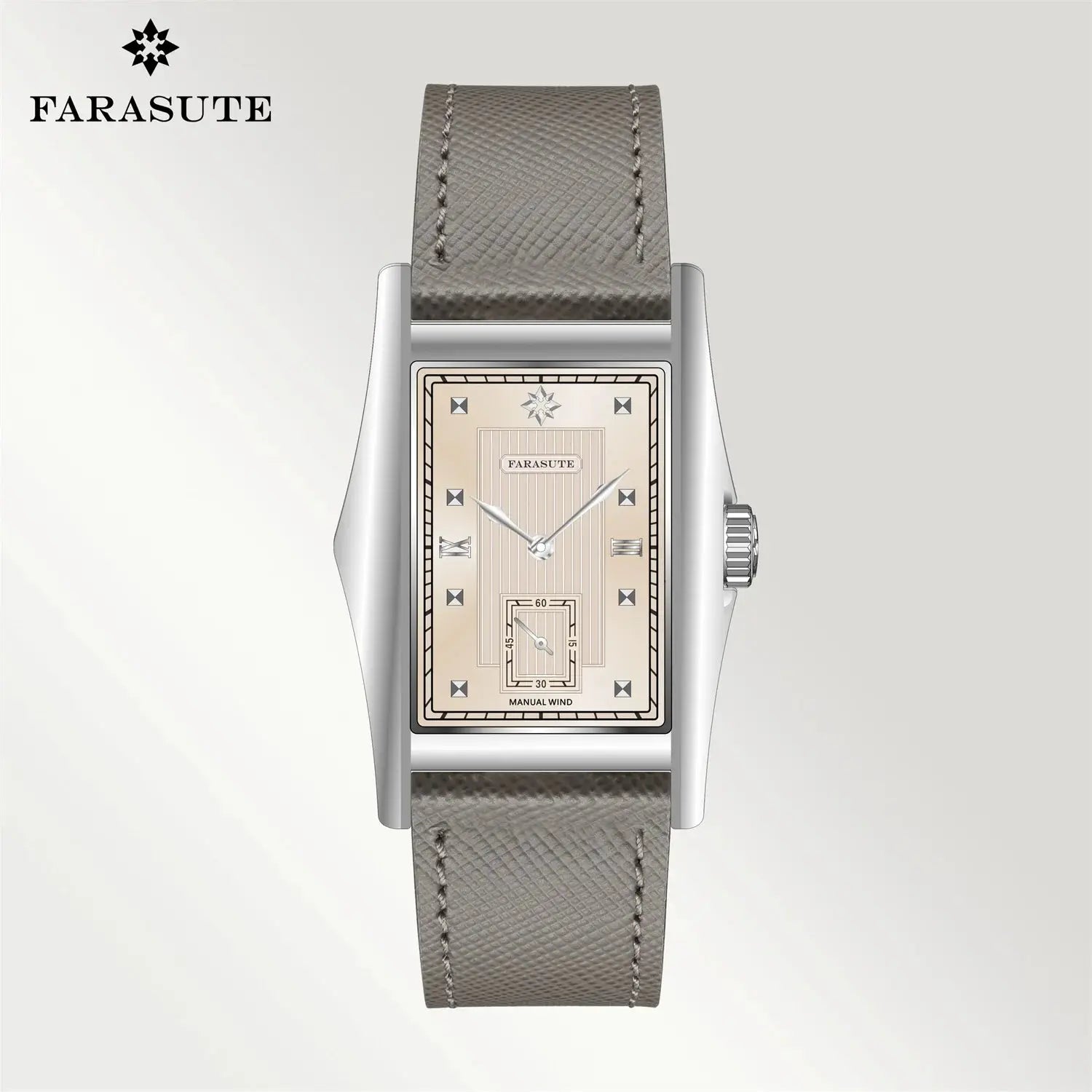 FARASUTE Creative Manual Square Customized Mechanical Movement Watch Men Luxury Sapphire Glass Small Second Wristwatches reloj Inspirational Watches