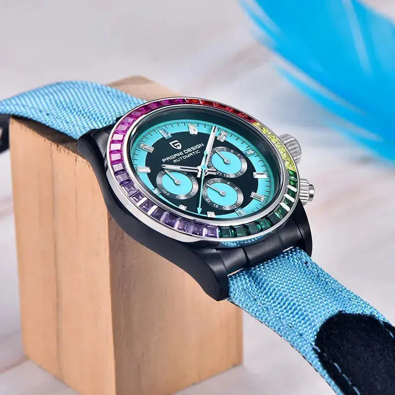 Automatic Mechanical Watch 40MM Rainbow Circle Multifunction Wristwatch Inspirational Watches