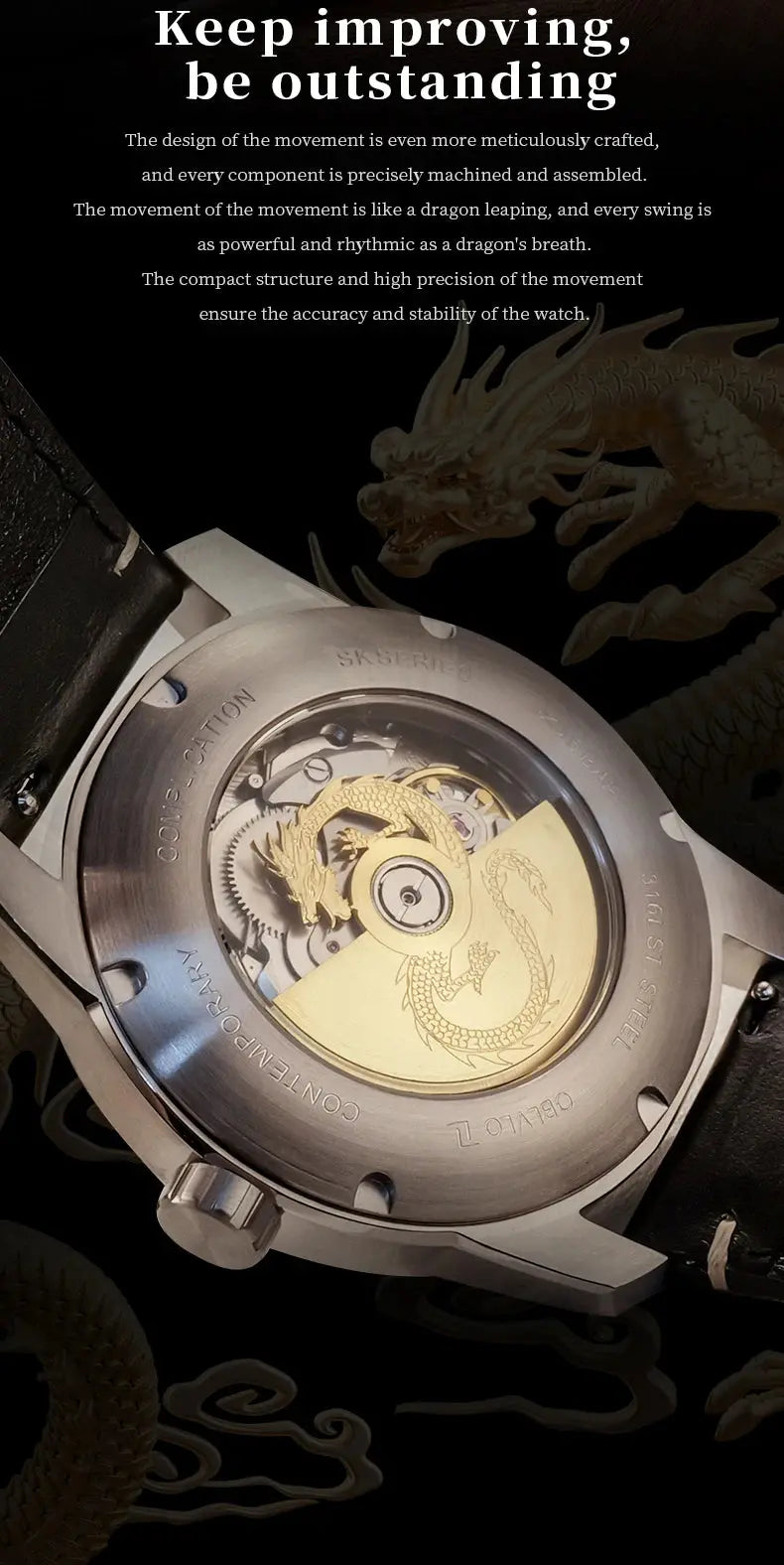 Dragon Luminous Waterproof Automatic Inspirational Watches