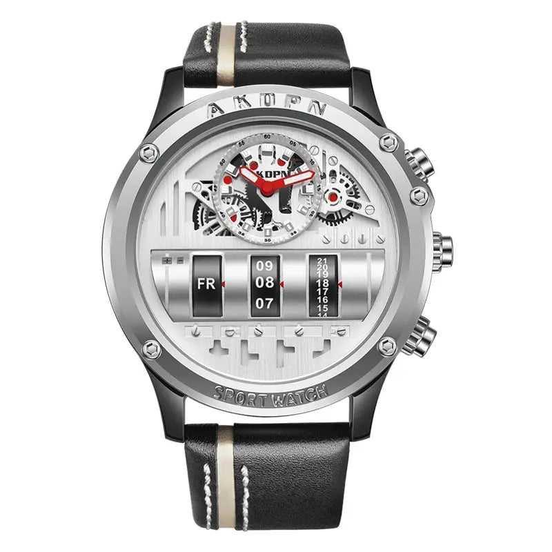 Luxury Mechanical Watch Unique Rotate Date Leather Strap Inspirational Watches