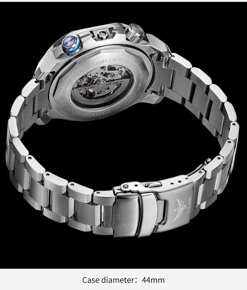 44mm Vintage Dial Luxury Sapphire Automatic Mechanical Waterproof Inspirational Watches