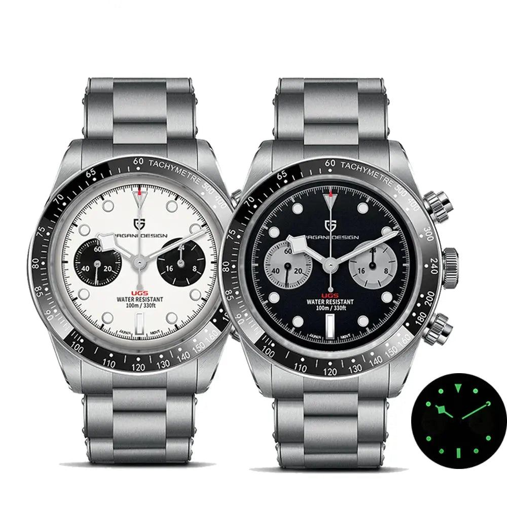 Panda Retro Sport Chronograph Luxury Quartz Watch For Men Sapphire mirror 10Bar Waterproof - Inspirational Watches