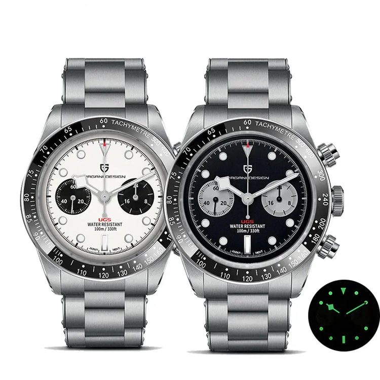 Panda Retro Sport Chronograph Luxury Quartz Watch For Men Sapphire mirror 10Bar Waterproof - Inspirational Watches