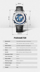 World Time Luxury Business Formal Automatic Mechanical Inspirational Watches
