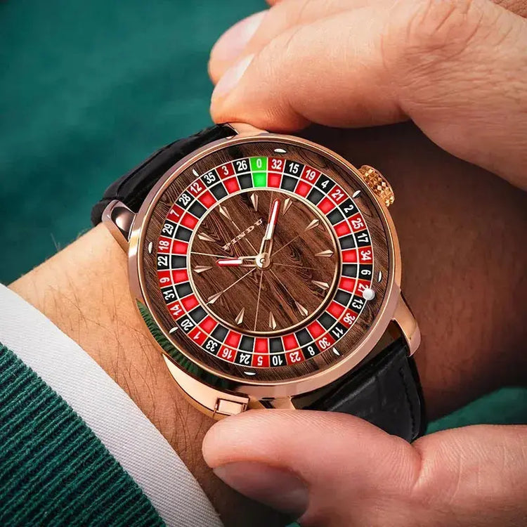 Wood Grain Mechanical Button Gambling Table Game Roulette - Inspirational Watches