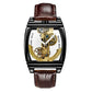 Top Brand Luxury Automatic Mechanical Transparent Skeleton Bridge Watch Leather Belt Inspirational Watches
