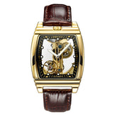 Transparent Automatic Mechanical Watch Men Steampunk Skeleton Luxury Gear Self Winding Leather Mens Clock Watches Montre Homme Inspirational Watches