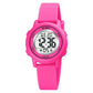 Pink digital watch with Skmei branding on a white background