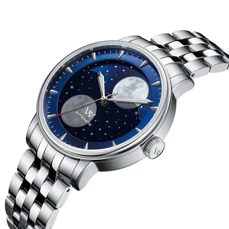 Lunar Moon Phase Automatic Mechanical Sapphire Waterproof Twin Moons Inspirational Watches