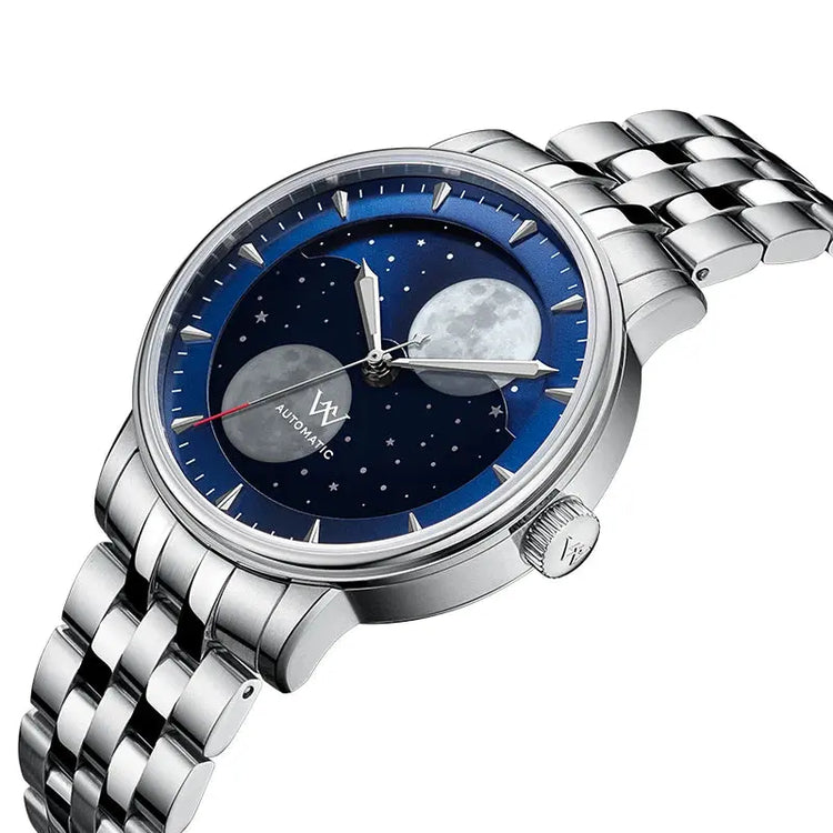 Lunar Moon Phase Automatic Mechanical Sapphire Waterproof Twin Moons Inspirational Watches