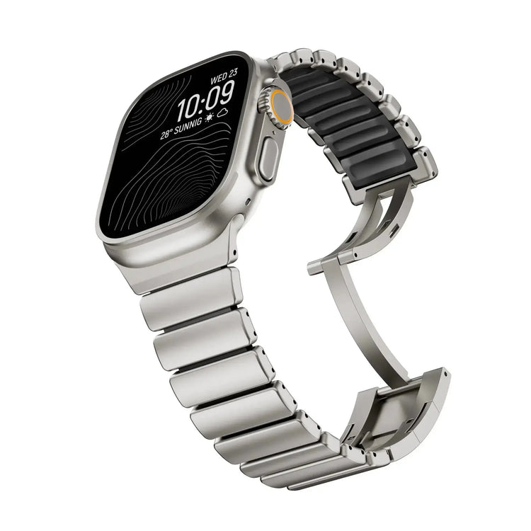 Titanium and Silicone Apple Watch Strap
